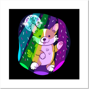 Cute Disco Corgi Posters and Art